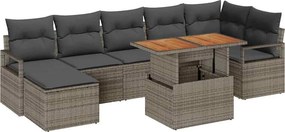 vidaXL Kert étkező szett párnával 8 pcs Szürke és Barna