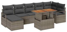 vidaXL Kert étkező szett párnával 8 pcs Szürke és Barna