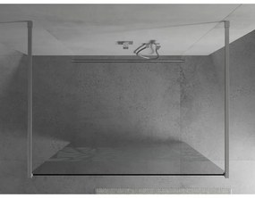 Mexen Kioto, átmenő zuhanyparaván 130 x 200 cm, 8 mm átlátszó / fehér üvegminta, 2 x króm stabilizáló távtartó, 800-130-002-01-85