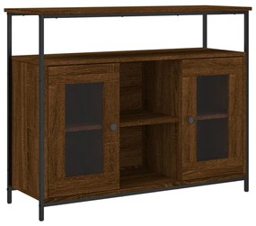 barna tölgy színű szerelt fa tálalószekrény 100 x 35 x 80 cm