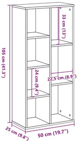 Könyvespolc Fekete Tölgy 50x25x105 cm Műszaki Fa