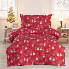 Karácsonyi pamut ágyneműhuzat Merry Christmas red 200x140cm+90x70cm TiaHome - 1x Párna 90x70cm, 1x Paplan 140x200cm
