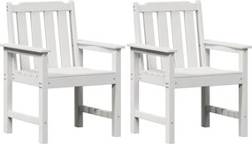 vidaXL Kerti étkezőszék 2 pcs Fehér 65,5 x 59 x 88 cm HDPE