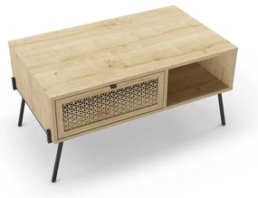 Natúr színű dohányzóasztal tölgyfa dekorral 60x100 cm Ecrin – Marckeric