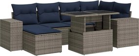 vidaXL 9 részes szürke polyrattan akácfa kerti ülőgarnitúra párnákkal
