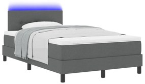 Box Spring Ágy Matrac &amp; LED Sötétszürke 120x190 cm Szövet