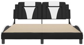 fekete és fehér műbőr ágykeret Viana matrac nélkül 160 x 200 cm