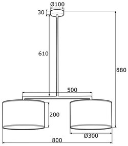 Argon 0899 - Csillár rúdon KARIN 2xE27/15W/230V fekete
