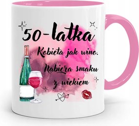 Születésnapra 50 50-es 50-es Bögre Rózsaszín Ajándék fényképes nyomattal