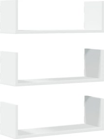 vidaXL 3 db fehér szerelt fa fali polc 58 x 18 x 18 cm