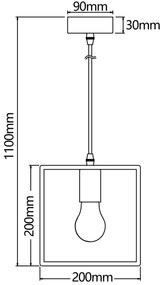 Aigostar - Fenyőfából készült, zsinóron lógó függeszték 1xE27/60W/230V