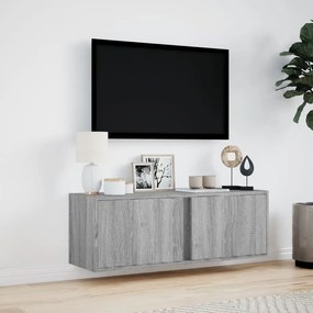 szürke sonoma színű fali TV-szekrény LED-ekkel 100 x 31 x 35 cm