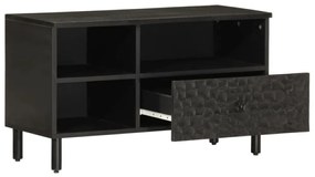 fekete tömör mangófa TV-szekrény 80 x 33 x 46 cm