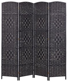 Összecsukható fekete paraván négy panellel 163 x 178 LAPPAGO Beliani