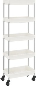 vidaXL 5 szintes fehér vas és ABS konyhai kocsi 42 x 29 x 128 cm