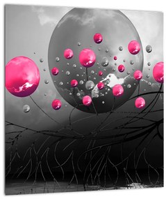 Rózsaszín absztrakt gömbök képe (30x30 cm)