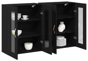 Fali Szekrények 2 db Fekete Tölgy 69,5x34x90 cm Mérnöki Fa