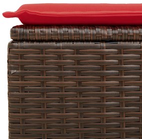 Kerti Puff Térkező Párnával Barna 55x55x37 cm Poli Rattan