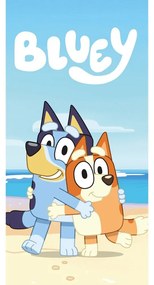 Kék-bézs pamut gyerek fürdőlepedő 70x140 cm Bluey "Beach" – Jerry Fabrics