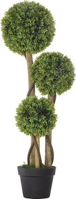 HOMCOM Nagy Műanyag Boxwood 90 cm, UV-védett Művirág, Műnövény, Műanyag Műnövények Cserépben, Élethű Műnövény a Nappalihoz, Hálószobához, Irodához Mod