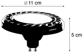 5 db GU10 dimmelhető LED AR111 fekete 8W 600lm 2700K szett