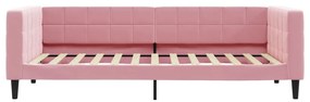 rózsaszín kihúzható bársony heverő 90 x 200 cm