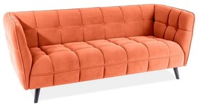 Castello Velvet kanapé, háromüléses, narancssárga/fekete