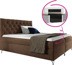 Boxspring ágy, 200x200, barna Velvet szövet, GULIETTE + ajándék