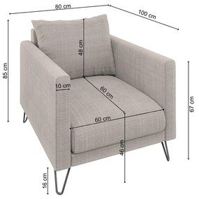 Világosbarna zsenília fotel Freya – Ropez