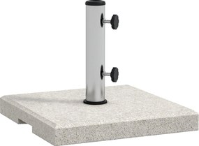 Outsunny 25kg-os napernyő talapzat Ø32mm, Ø38mm és Ø48mm átmérőjű oszlopokhoz, gránit és rozsdamentes acél napernyő talapzat oldalsó gombokkal és foga