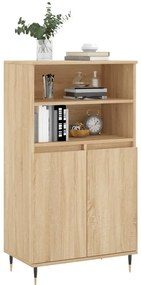 sonoma tölgyszínű szerelt fa magasszekrény 60 x 36 x 110 cm