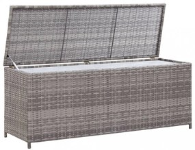 szürke polyrattan kerti tárolóláda 120 x 50 x 60 cm