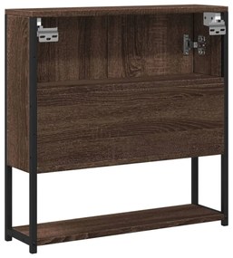 barna tölgy szerelt fa tükrös fürdőszobaszekrény 60x16x60 cm