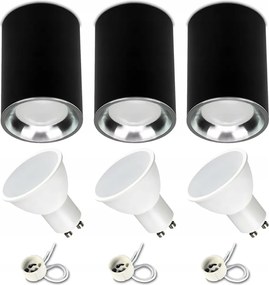 Falra szerelhető lámpatest szett Fekete Sl modern izzó GU10 7W 4000K