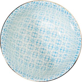 ORNAMENTS tálka 520 ml, kék-fehér arany szegéllyel
