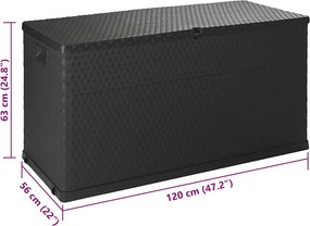 Antracitszürke Pp Rattan Kerti Tárolóláda 120 X 56 X 63 Cm