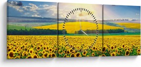 Kép - Napraforgó mező (órával) (90x30 cm)