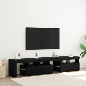 TV szekrények 2 db LED világítással Fekete tölgy Mérnöki fa