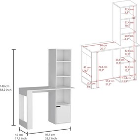 Polcos íróasztal tárolóval 98,5x45x148cm barna FUR1234-3