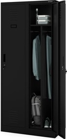 KACPER négyrekeszes BHP öltözőszekrény, 800 x 1800 x 500 mm, fekete