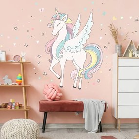 INSPIO Unikornisos öntapadós tapéta - Szivárványos textil falmatrica