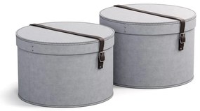 Világosszürke fedeles karton tárolódoboz szett 2 db-os ø 37,5x25,5 cm Rut – Bigso Box of Sweden