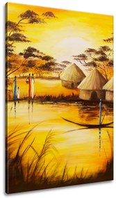 Gario Kézzel festett kép Afrikai falu Méret: 70 x 100 cm