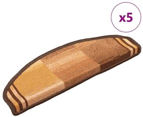 5 db barna öntapadó lépcsőszőnyeg 65x21x4 cm