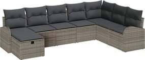 vidaXL Kerti Kanapé Szett párnával tárolóval 8 pcs Szürke Poli rattan