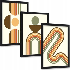 Vászonkép szett Vonalak fekete keretben 3 db 30x20 cm
