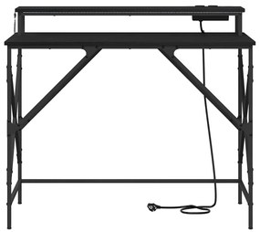 Asztal LED -es lámpákkal Musta tammi 100 x 50 x 86.5 cm Faanyag
