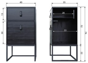 Zola fekete fiókos éjjeliszekrény ajtóval - WOOOD