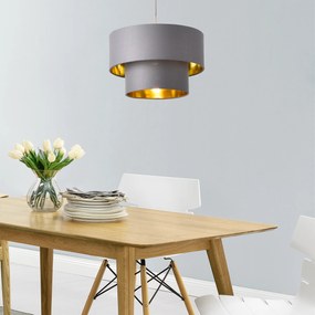 [lux.pro] Függőlámpa Lopar mennyezeti lámpa E27 fém+textil szürke-arany lámpabúra Ø 30 cm