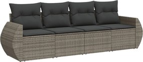 vidaXL 4 részes szürke polyrattan kerti ülőgarnitúra párnákkal